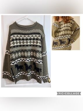 Altar'd State Fern Fair Isle Horse Sweater size M